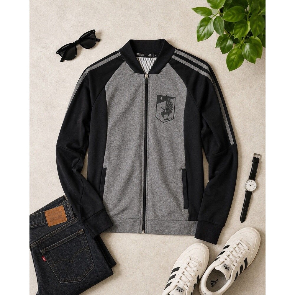 Adidas MNUFC Minnesota United FC Full Zip Track Jacket Men’s Small Gray Black